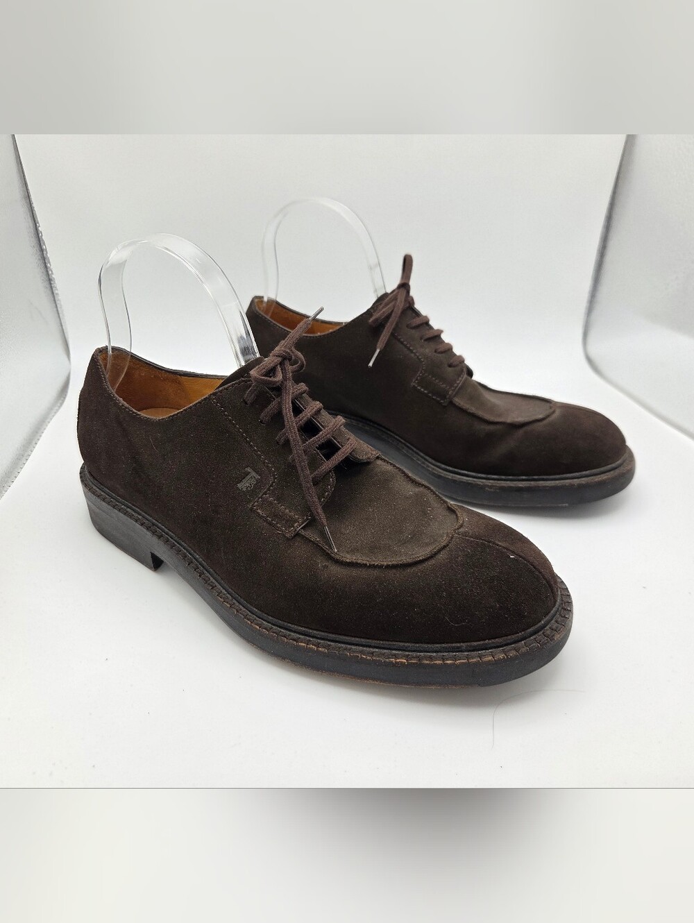 Tod's Suede Lace Up Derby Shoes Men's 7.5 / US 9 Brown Round Toe Dress Formal